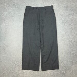 Zanella Pants Mens 36x28 Bennett Grey Plaid Wool Pleated Dress Trousers